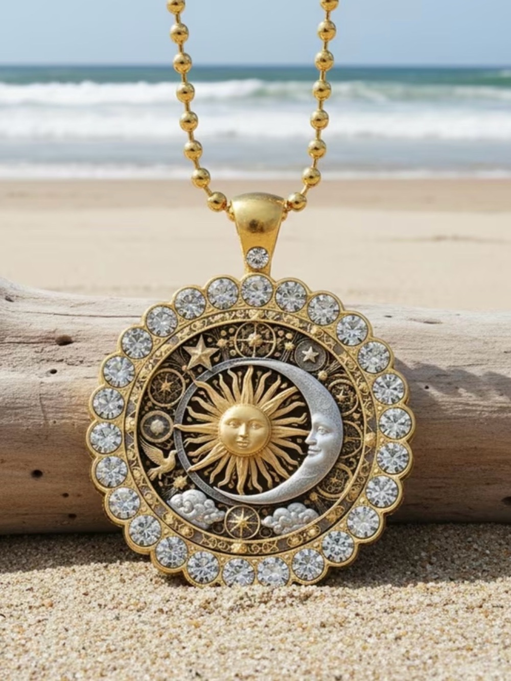 Celestial Sun & Moon Crystal Necklace